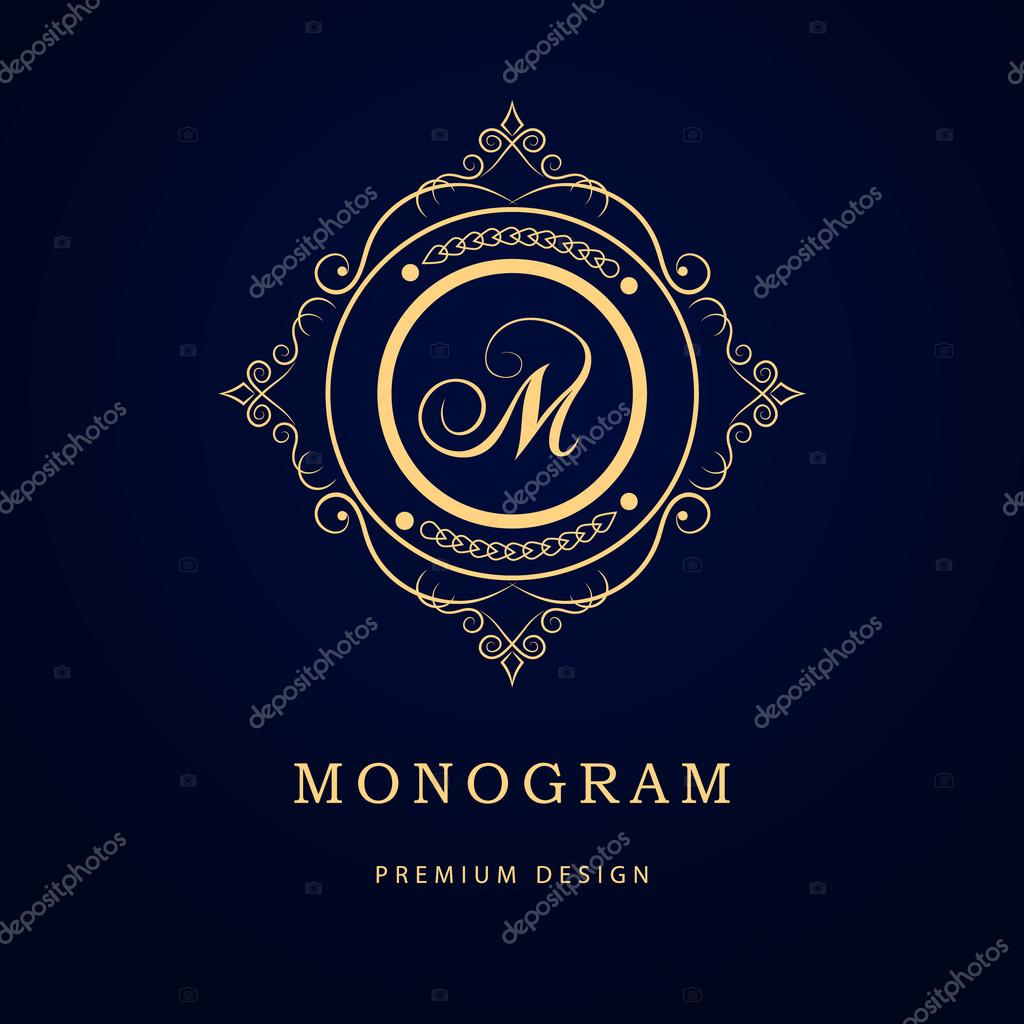 Vector illustration of Monogram design elements, graceful template. Calligraphic elegant line art logo design. Letter emblem sign M for Royalty, business card, Boutique, Hotel, Restaurant, Cafe, Jewelry