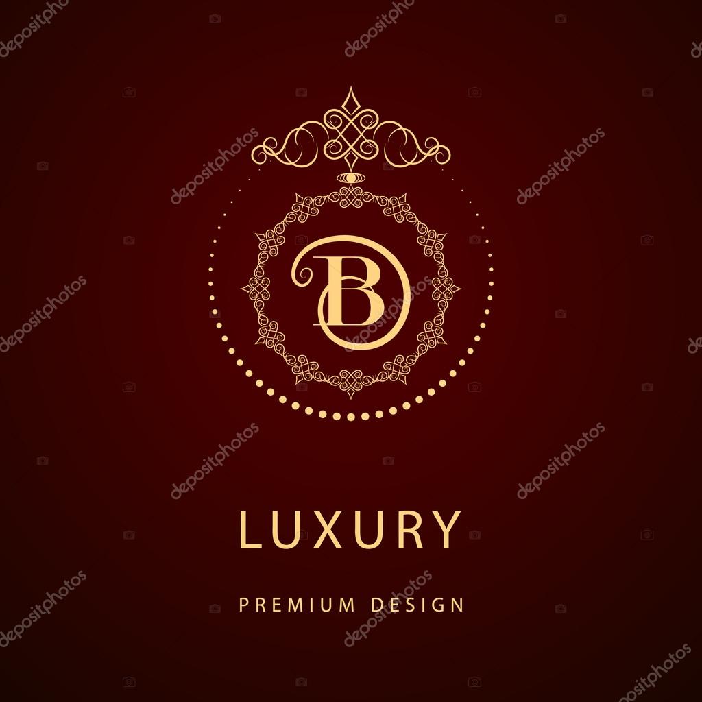Vector illustration of Monogram design elements, graceful template. Calligraphic elegant line art logo design. Letter emblem sign B for Royalty, business card, Boutique, Hotel, Restaurant, Cafe, Jewelry