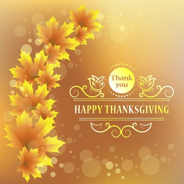 Happy Thanksgiving. Maple leaf. Vintage Design for Happy Thanksgiving celebration. Typographic frame can be use as flyer, poster, postcard, banner, sticker, tag or label. Vector illustration — Wektor stockowy