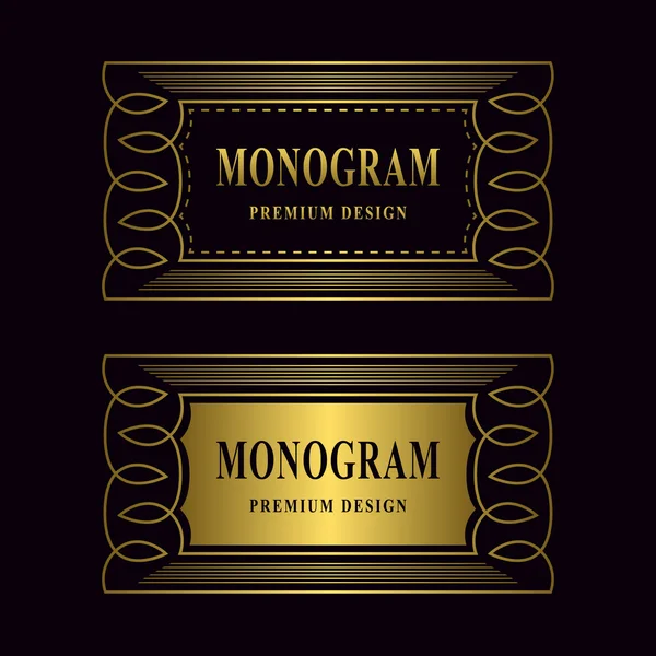 Monogram design elements, graceful template. Luxury gold frame. Calligraphic elegant line art logo design for business cards, Royalty, Boutique, Cafe, Hotel, Heraldic, Jewelry. Vector illustration — Stok Vektör