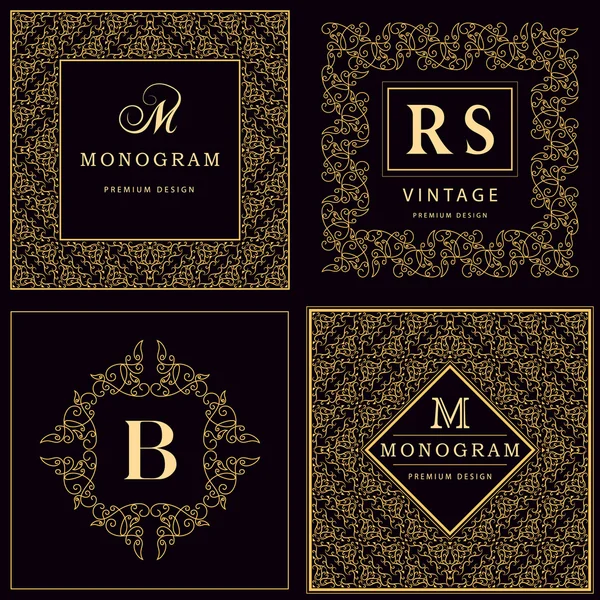 Monograma elementos de design, modelo gracioso. Design de logotipo de arte linha elegante. Sinal de negócios, identidade para Restaurante, Royalty, Boutique, Café, Hotel, Heráldico, Jóias, Moda, Vinho. Ilustração vetorial — Vetor de Stock