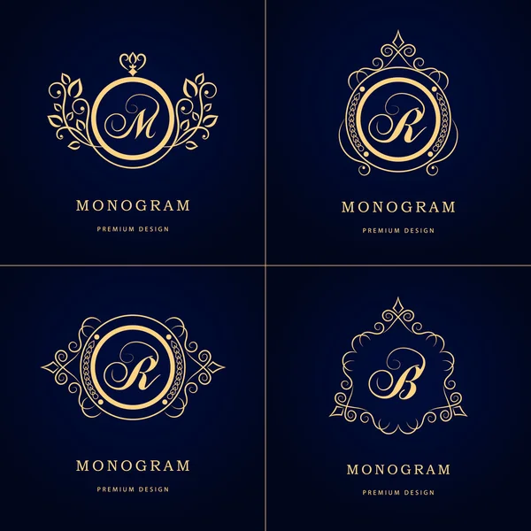 Monogram design elements, graceful template. Calligraphic elegant line art logo design. Letter emblem sign B, M, R for Royalty, business card, Boutique, Hotel, Heraldic, Jewelry. Vector illustration