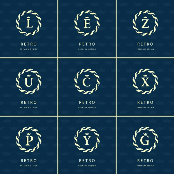 Monogram design elements, graceful template. Calligraphic elegant line art logo design. Letter emblem sign L, E, Z, U, C, X, P, Y, G for Royalty, business card, Boutique, Hotel, Heraldic. Vector — ストックベクタ