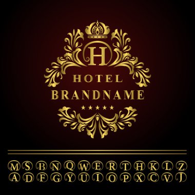 Monogram design elements, graceful template. Elegant line art logo design. Business gold emblem letter H for Restaurant, Royalty, Boutique, Cafe, Hotel, Heraldic, Jewelry, Fashion. Vector illustration