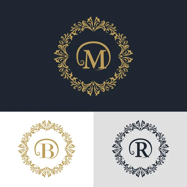 Monogram design elements, graceful template. Calligraphic elegant line art logo design. Letter emblem sign B, M, R for Royalty, business card, Boutique, Hotel, Heraldic, Jewelry. Vector illustration — Stockový vektor
