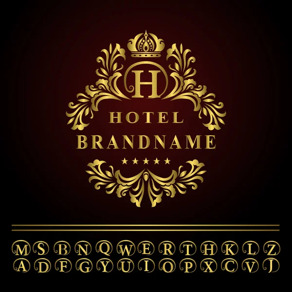 Monogramm Gestaltungselemente, anmutige Vorlage. elegante Linie Kunst Logo Design. Business Gold Emblem Buchstabe h für Restaurant, Lizenzgebühren, Boutique, Café, Hotel, Heraldik, Schmuck, Mode. Vektorillustration — Stockvektor