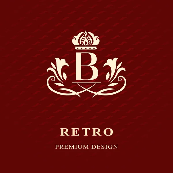 모노 그램 디자인 요소, 우아한 서식 파일입니다. 붓글씨 우아한 라인 아트 로고 레스토랑, 로열티, 부티크, 카페, 호텔, Heraldic, 보석, 패션, 와인에 대 한 편지 상징 B 정체성을 디자인 합니다. 벡터 — 스톡 벡터