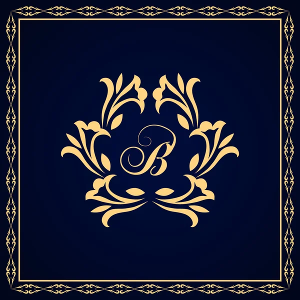 Elementi di design monogram, modello grazioso. Calligraphic Elegante linea d'arte logo design Lettera emblema B identità per Ristorante, Royalty, Boutique, Cafe, Hotel, Araldica, Gioielli, Moda, Vino. Vettore — Vettoriale Stock