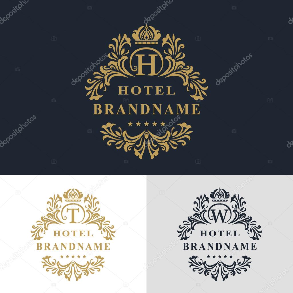 Monogram design elements, graceful template. Calligraphic elegant line art logo design. Letter emblem sign T, W, H for Royalty, business card, Boutique, Hotel, Heraldic, Jewelry. Vector illustration