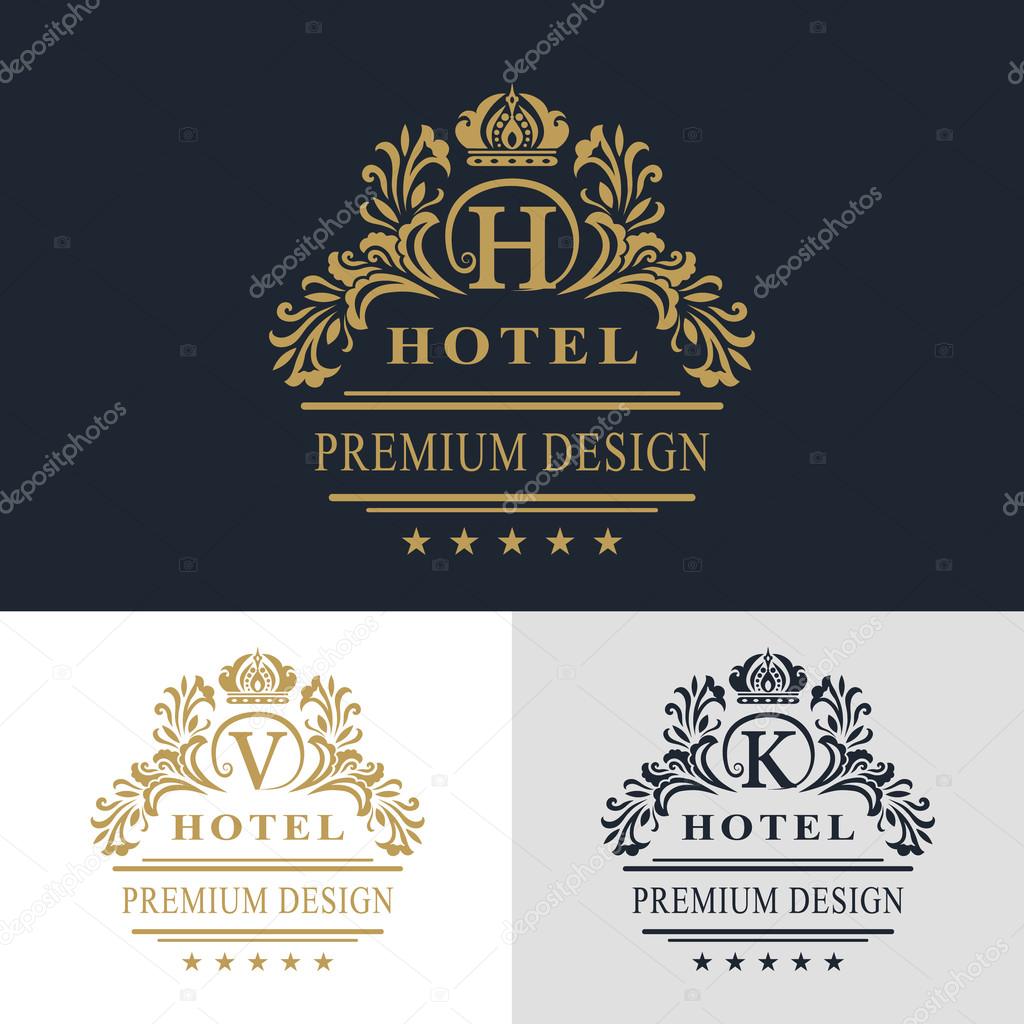 Monogram design elements, graceful template. Calligraphic elegant line art logo design. Letter emblem sign V, K, H for Royalty, business card, Boutique, Hotel, Heraldic, Jewelry. Vector illustration