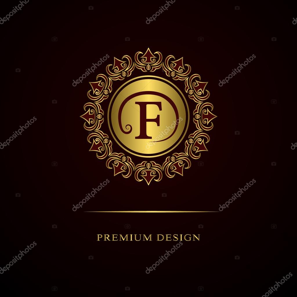 Vector illustration of Monogram design elements, graceful template. Calligraphic elegant line art logo design. Letter emblem sign F for Royalty, business card, Boutique, Hotel, Heraldic, Cafe, Jewelry