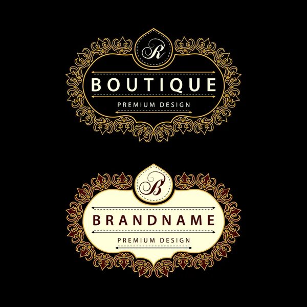 Monogram design elements, graceful template. Calligraphic Elegant line art logo design Letter emblem B, R identity for Restaurant, Royalty, Boutique, Cafe, Hotel, Heraldic, Jewelry, Fashion. Vector — Stok Vektör