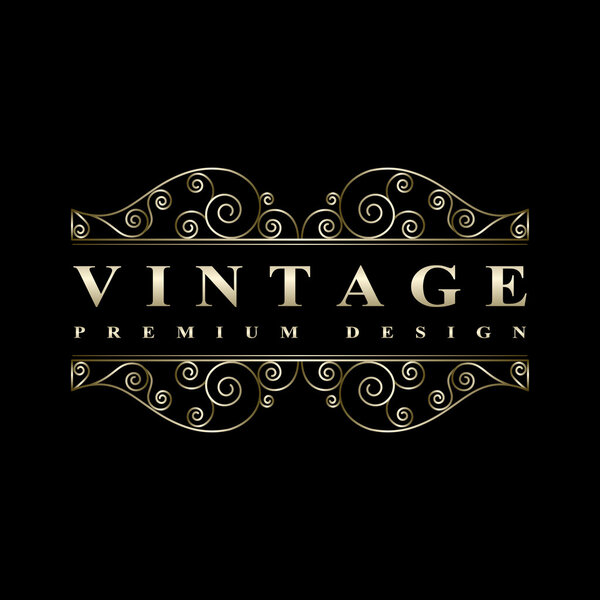 Vintage luxury calligraphic design elements with flourishes. Elegant line art logo graceful template. Vector Retro sign. Restaurant, Royalty, Boutique, Cafe, Hotel, Heraldic, Jewelry, Fashion identity
