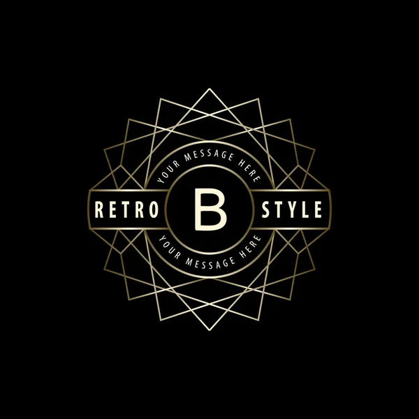 Geometric Monogram logo. Abstract Vector template in trendy mono line style. Letter emblem B. Monochrome vintage hipster. Minimal Design elements for logo, badge, banner, insignias, frame, label. — Διανυσματικό Αρχείο