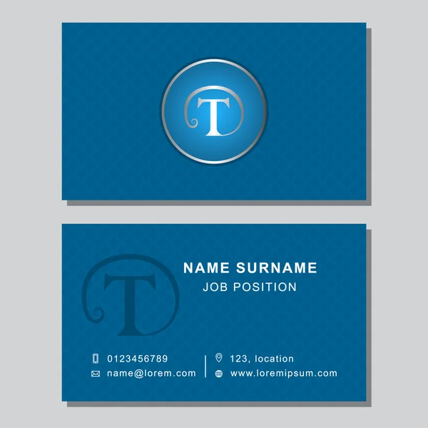 Business card template with abstract monogram design elements. Creative modern graceful background. Letter emblem T. Vector illustration — Stok Vektör