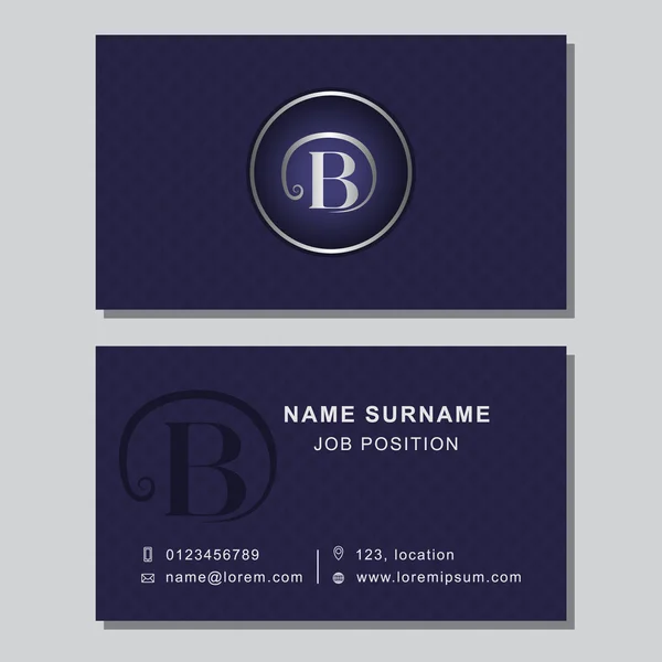 Business card template with abstract monogram design elements. Creative modern graceful background. Letter emblem B. Vector illustration — Stockvector