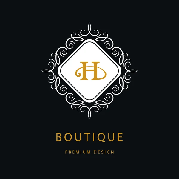 Monogram design elements, graceful template. Calligraphic elegant line art logo design. Letter emblem sign H for Royalty, business card, Boutique, Hotel, Heraldic, Cafe, Jewelry. Vector illustration — 图库矢量图片