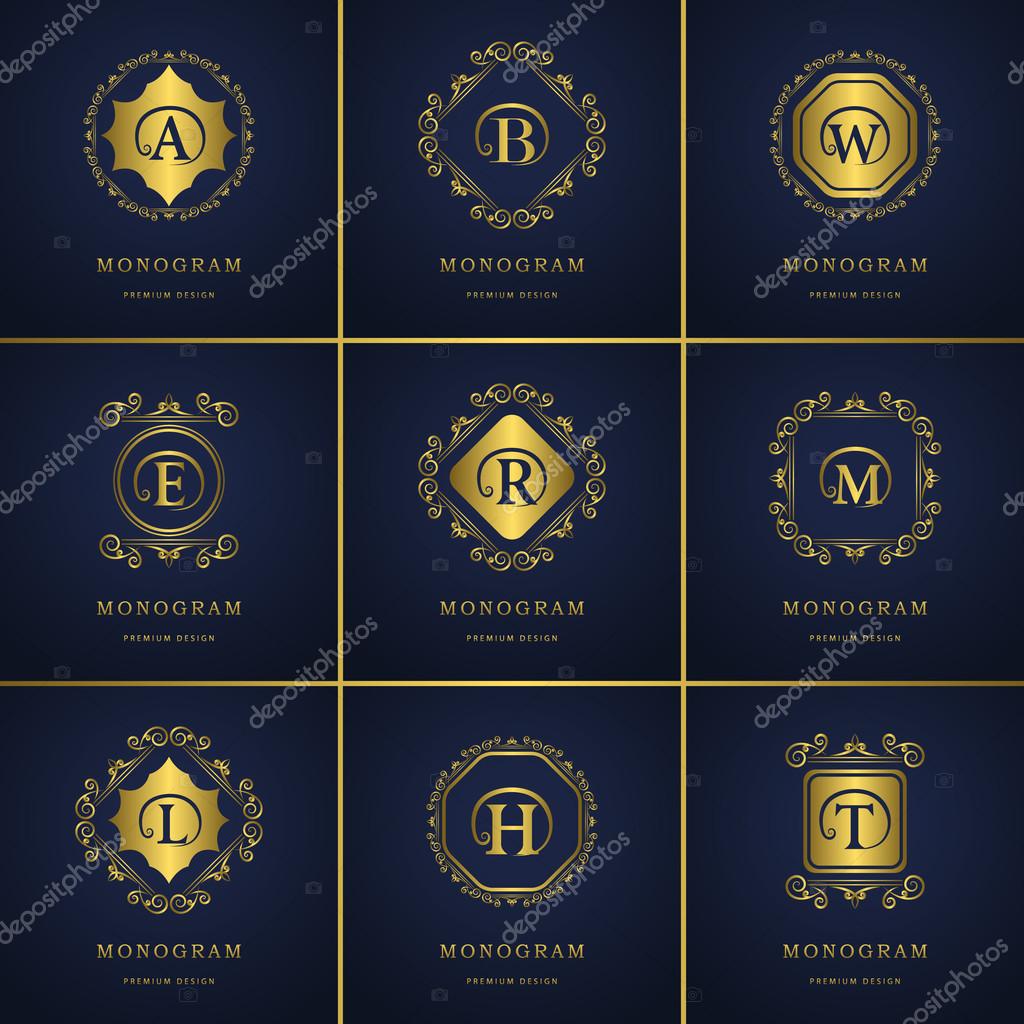 Vector illustration of Monogram design elements, graceful template. Calligraphic elegant line art logo design. Letter emblem for Royalty, business card, Boutique, Hotel