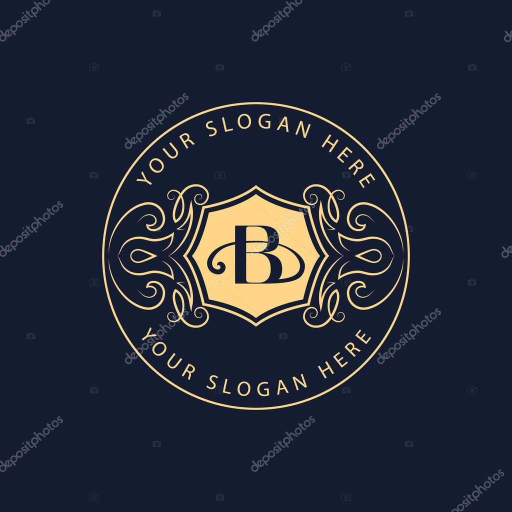 Vector illustration of Monogram design elements, graceful template. Calligraphic elegant line art logo design. Letter sign emblem B for Royalty, business card, Boutique, Hotel, Restaurant, Cafe, Jewelry