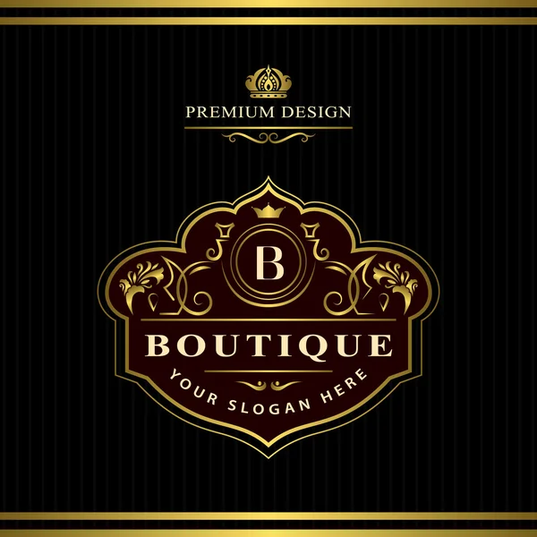 Monogram prvky návrhu, elegantní šablonu. Kaligrafické elegantní linie umění logo design dopis znak B identitu pro restaurace, Royalty, Boutique, Cafe, Hotel, platba, šperky, móda, víno. Vektor — Stockový vektor