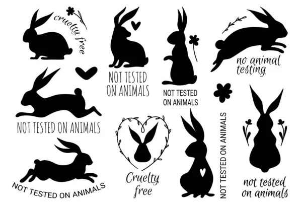 Vector set of cruelty free badges and stamps for packaging, for eco friendly products, organic cosmetics, vegan and vegetarian products. — Διανυσματικό Αρχείο