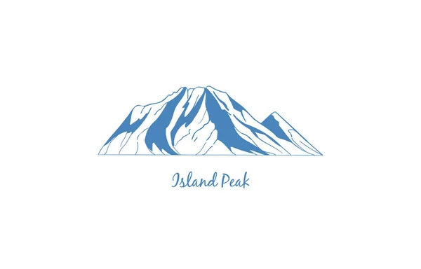 Ostrov Špičková hora v Národním parku Sagarmatha Himaláje, oblíbená lezecká destinace. Ikona horského vektoru pro logo, znak, banner. — Stockový vektor