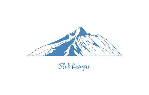 Stok Kangri hora v severní Indii, populární vrchol pro lezení. Horská grafika. — Stockový vektor