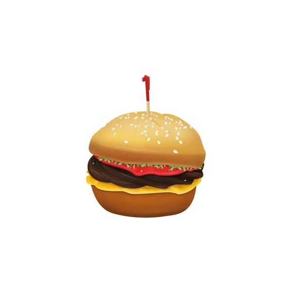 Симпатичный гамбургер кекс на белом фоне — стоковое фото