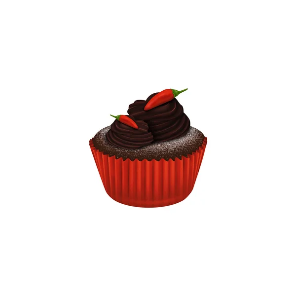 Varm choklad cupcake med chili — Stockfoto