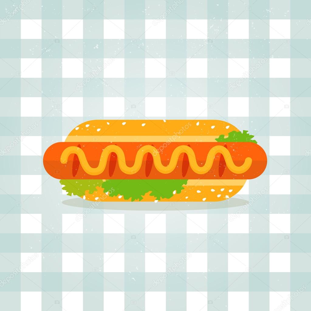 Icon hot dog illustration in flat style