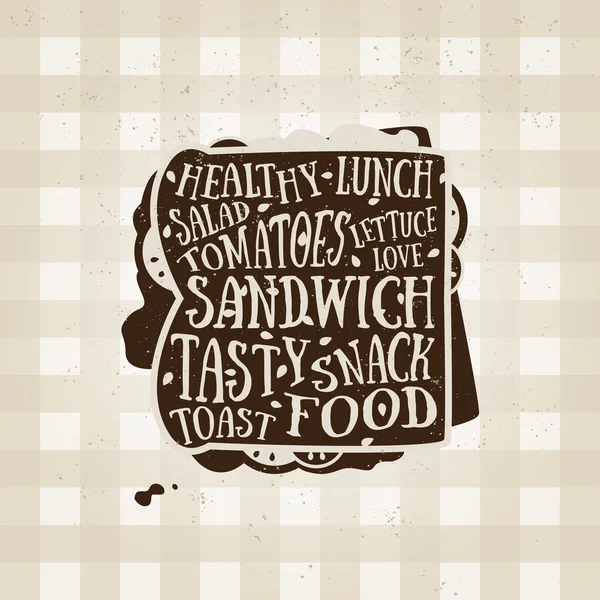 Векторний друкарський плакат з піктограмою сендвіч. Цитата для картки. Творчий друк. Ілюстрація меню їжі . — стоковий вектор