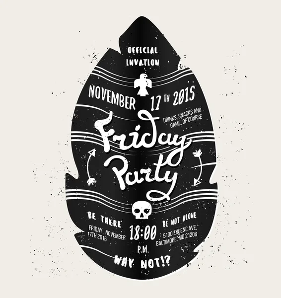 Fond typographique vectoriel pour la fête. Carte d'invitation design. Modèle de fête vendredi dans le style populaire moderne . — Image vectorielle