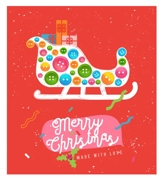 Linda tarjeta de felicitación de Navidad. Feliz diseño de tarjetas de Navidad. Ilustración de postal vectorial vacaciones . — Archivo Imágenes Vectoriales