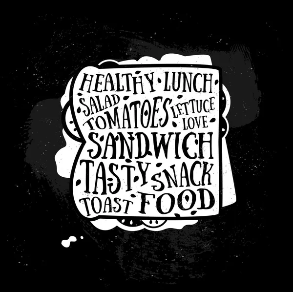 Векторное цитирование дизайна карты. Печать сэндвичей для меню, книги, вывески или футболки в стиле силуэта . — стоковый вектор