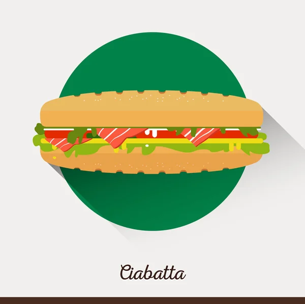 Icono de comida minimalista vectorial. Sandwich con tomate, lechuga y tocino . — Vector de stock