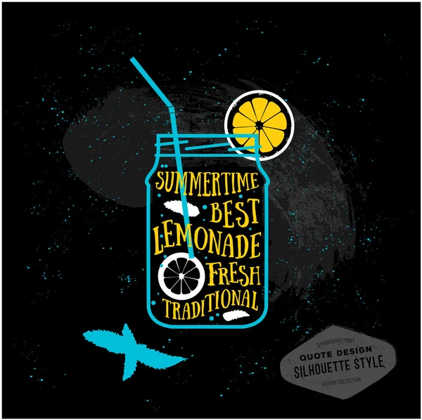 Vektör yaratıcı tırnak tasarım kart. Limonata tipografi için menü, kitap, tabela ya da t-shirt, siluet stil yazdırma.