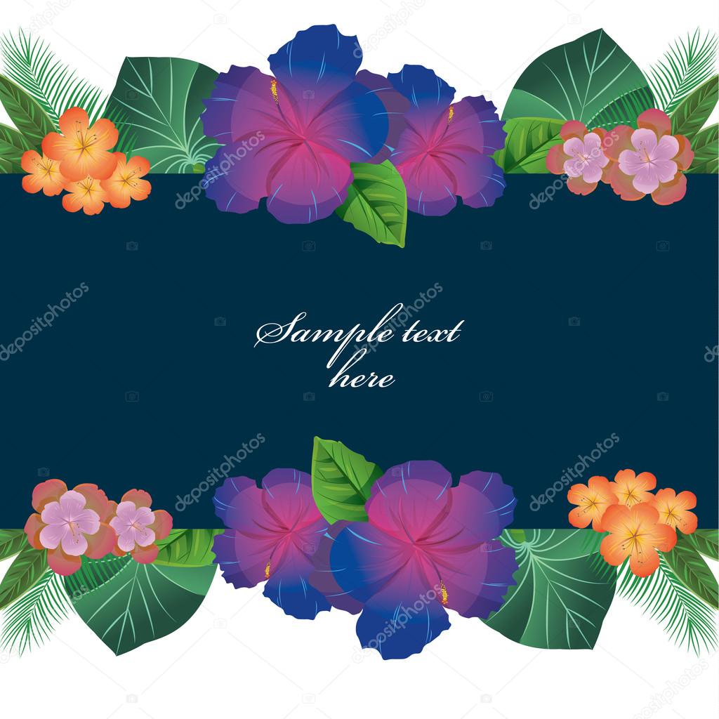 Foglie e fiori colorati tropici estate — Vettoriale Stock