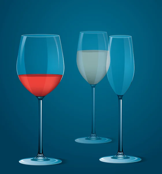 Vector illustration of wineglasses with wine — Stock Vector
