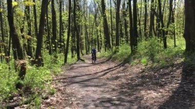 Ormanın içinden Bisiklete binmek çocuk