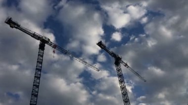 bir arka plan mavi gökyüzünde Vinçler