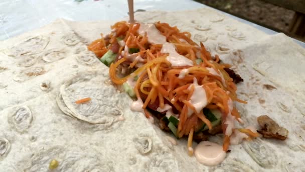 Matlagning Shawarma i slow motion — Stockvideo