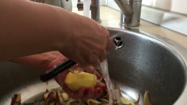 Cuisiner la pomme de terre dans la cuisine . — Video