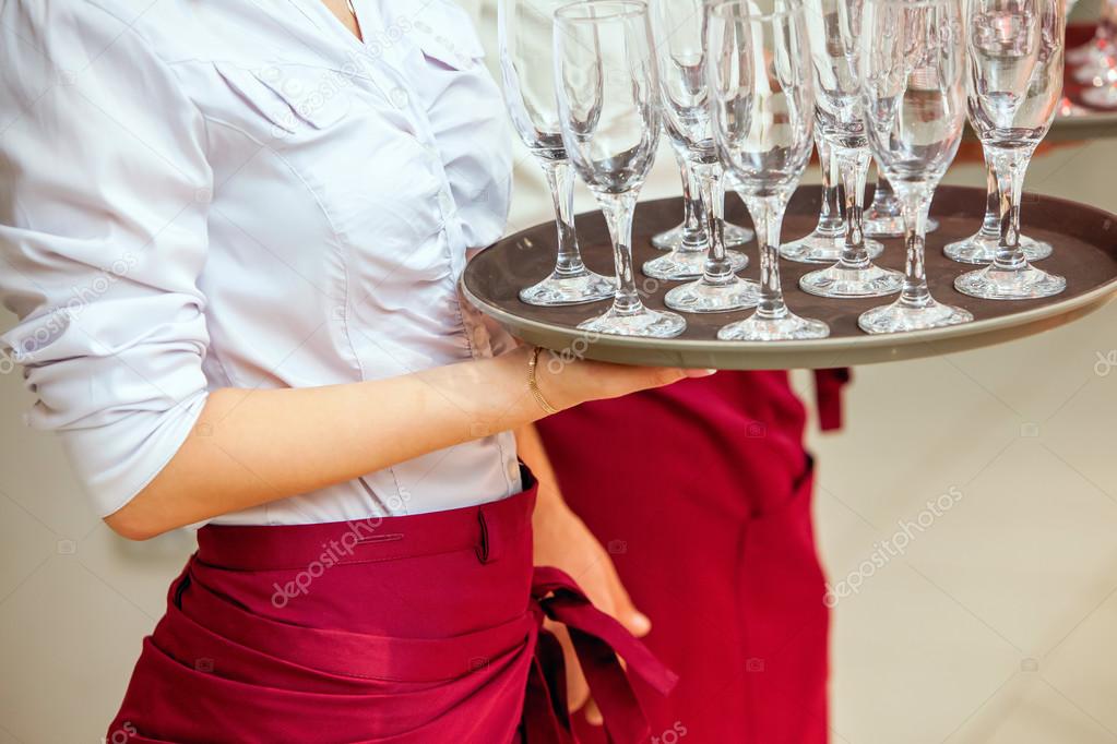 glasses of champagne on tray