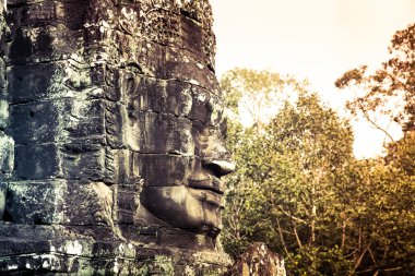 Antik çehresini Bayon Tapınağı, Angkor Thom, Angkor Wat, Kamboçya, Asya
