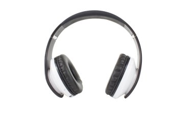 Beyaz kablosuz kulaklıklar beyaz arkaplanda izole edilmiş..