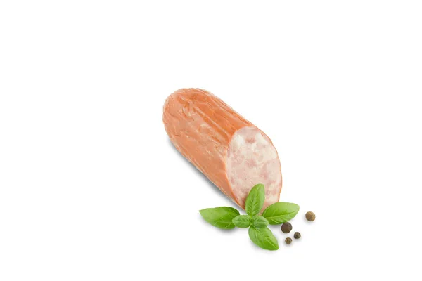 Gesneden Ham Geïsoleerd Een Witte Achtergrond Vers Voedsel — Stockfoto
