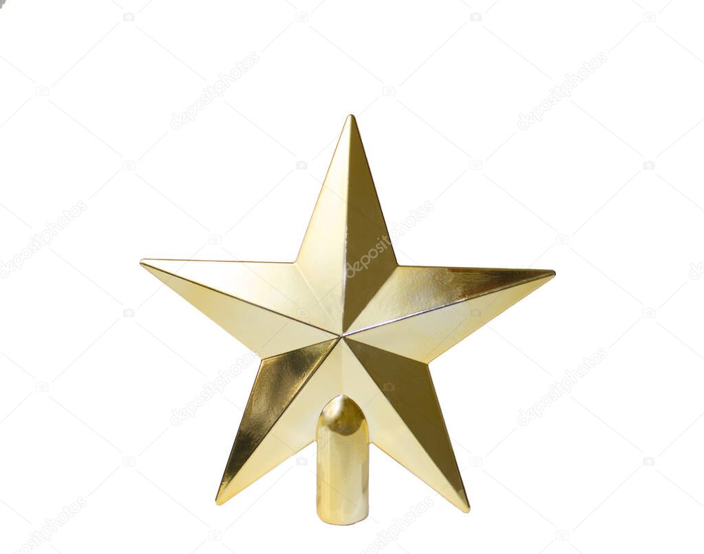Isolated Christmas star on a white background. Top for the Christmas tree.