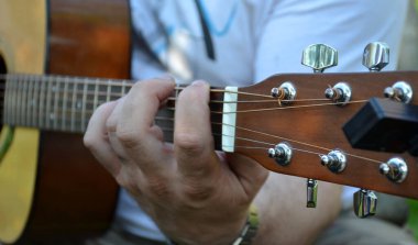 Guitar chord close-up. To play guitar.