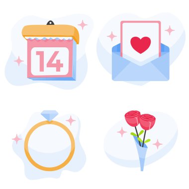 Sevgililer Günü dekorasyon vektörü ayarlandı