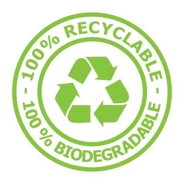 RESİKLERİ VE Biyo-degiştirilebilir üç oklu mühür simgesi